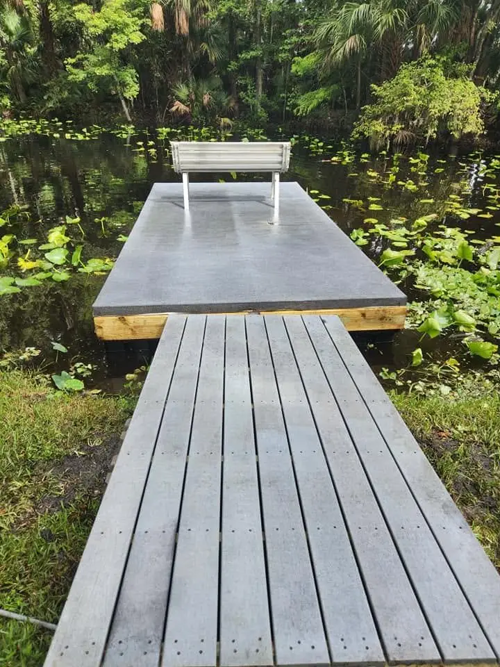 Floating dock after pressure cleaning by KraziKleen